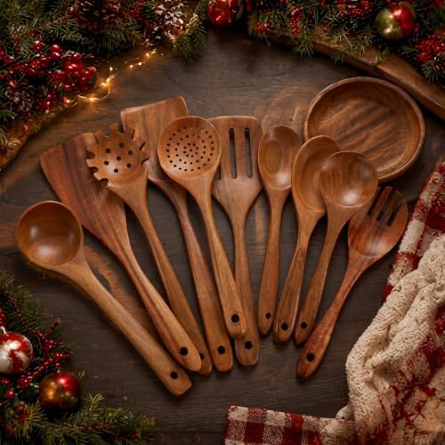 10-Piece Teak Wood Kitchen Utensil Set