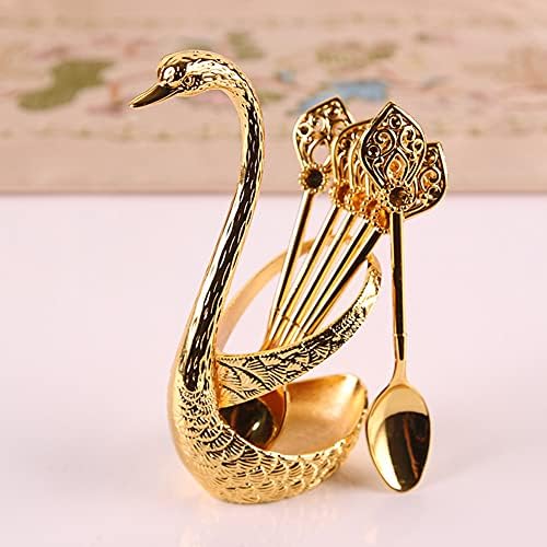 Coffee Spoon Set With Holder, Swan Spoon & Fork Holder, Elegant and