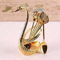 Coffee Spoon Set With Holder, Swan Spoon & Fork Holder, Elegant and