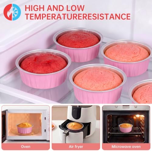 Mini Cake Pans with Lids, Aluminum Foil Cupcake Baking Cups - 5oz