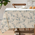 jinchan Blue Farmhouse Floral Linen Rectangle Table Cloth 52 x 70 Inch
