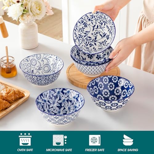 vancasso SELENE 24 oz Cereal Bowls set of 6, Ceramic Soup Bowls for