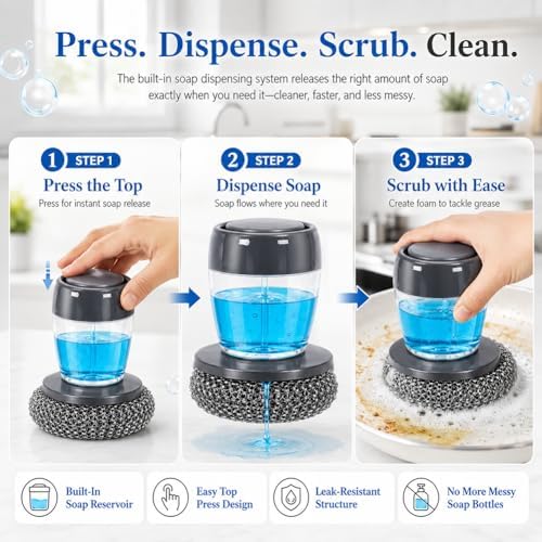 Soap Dispensing Palm Brush Set, 2 Pack