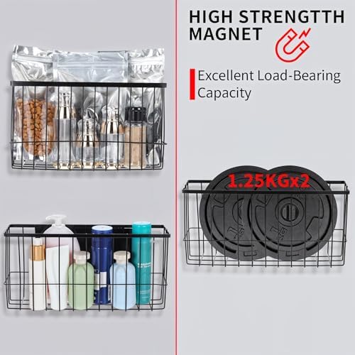Lemecima 2 Pack Magnetic Basket Organizer Shelf