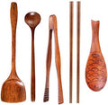 FJNATINH Wok Utensils Wooden Cooking Utensils Tools 6 PCS Wooden
