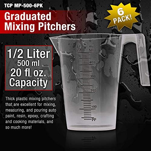 TCP Global 1/2 Liter (500ml) Plastic Graduated Measuring and Mixing