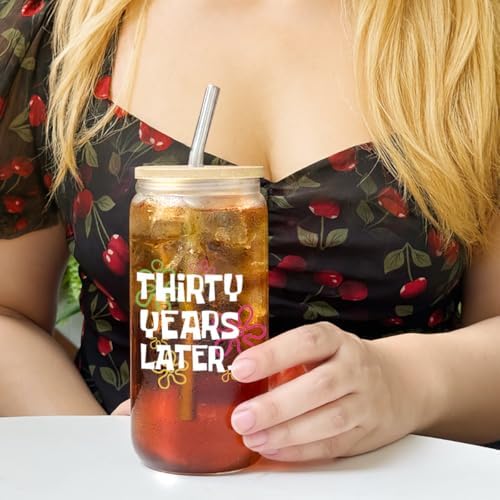 Funny 30th Birthday Drinking Glass Cup with Lids and Straw Gifts for
