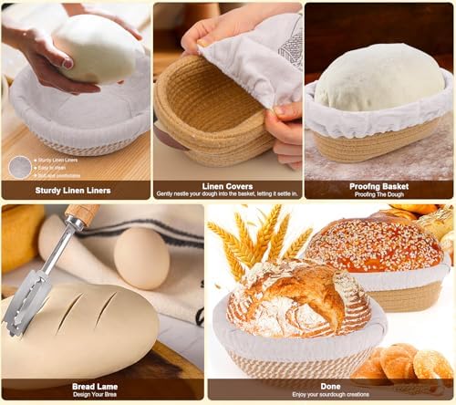 Sourdough Starter Kit with Round & Oval Banneton Baskets