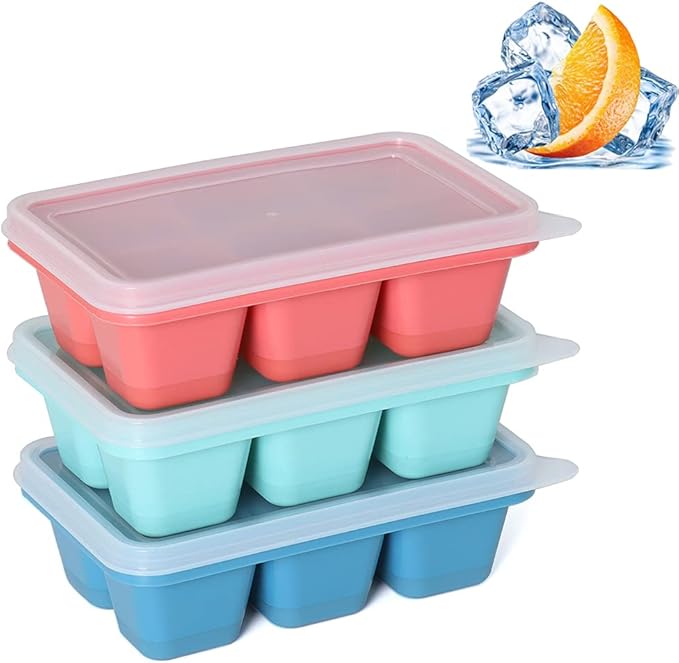 Ice Cube Trays for Freezer 3 Pack by KIYOKI
