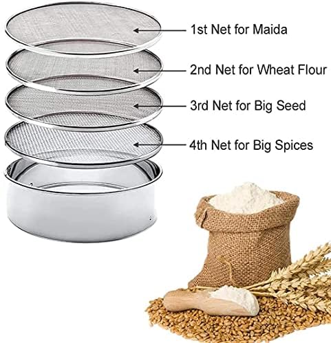 4 In 1 Stainless Steel Interchangeable Sieve Set of 5 Flour Spices
