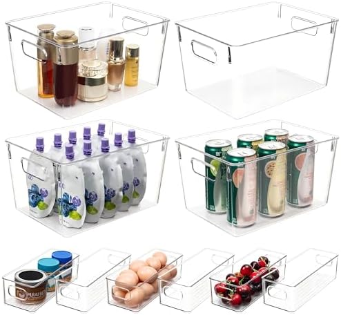 Tiawudi Clear Plastic Storage Bins, 10 Piece Set