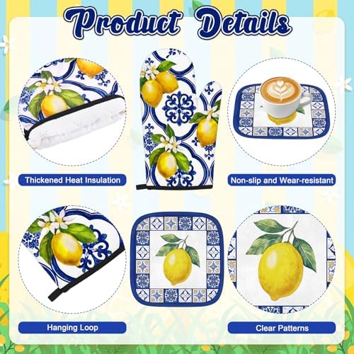 Tieshankao 10Pcs Lemon Kitchen Decor Set Italian Capri Tiles Yellow