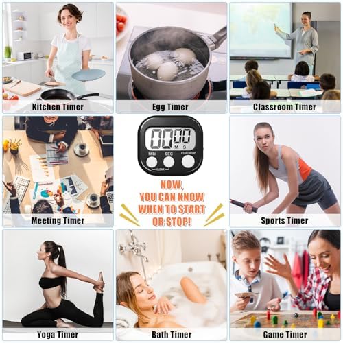 Macarrie 48 Pcs Digital Kitchen Timer Bulk Small Magnetic Backing