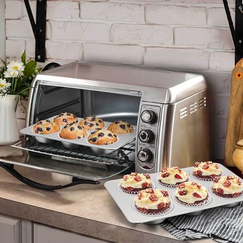 2 Pack Baking Sheet with Cooling Rack & 2 Pack Muffin Pan, Stainless