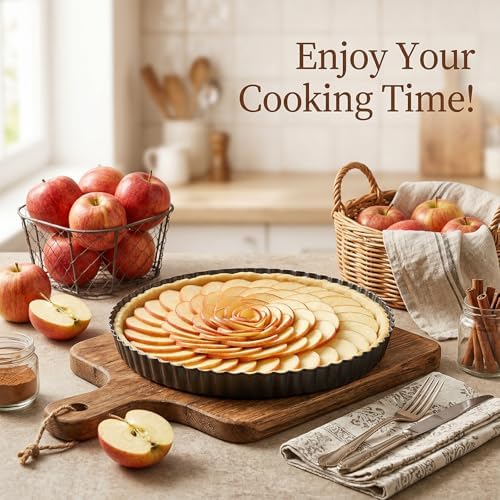 11 Inch Tart Pan with Removable Bottom, Non-Stick Pie Pan for Baking