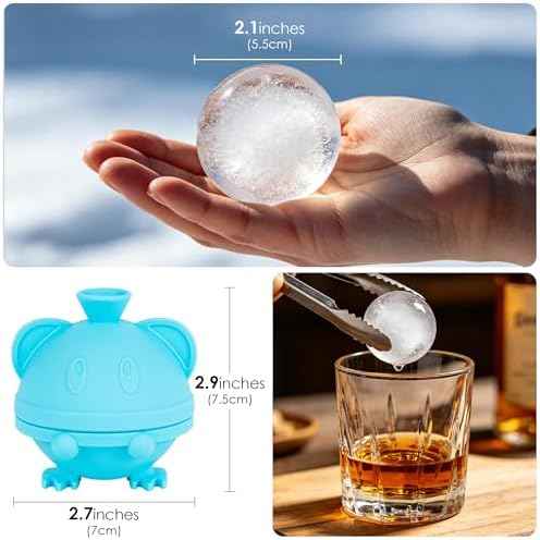 2 Pack Silicone Ice Ball Maker Mold for Whiskey, Large Sphere Ice Cube