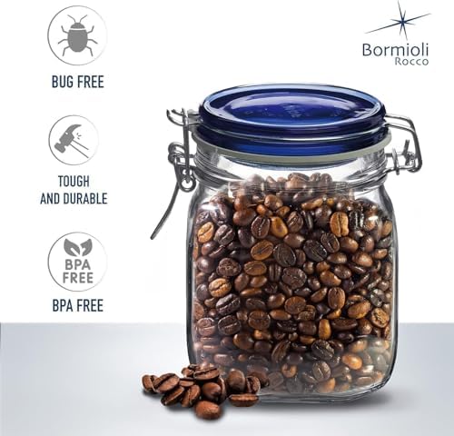 Bormioli Rocco Fido Glass Canning Jar, Airtight Storage Container with