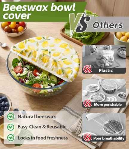 10 Inch Reusable Beeswax Bowl Covers, Cotton
