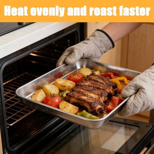 9x13 Inch Stainless Steel Baking Sheet, Quarter Sheet Pan, 2 Pack