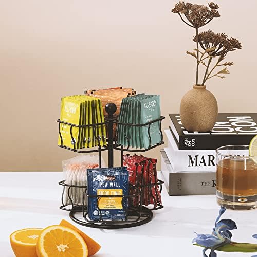 Sorbus Tea Bag Organizer, 2-Tier Spinning Carousel for 60 Tea Bags