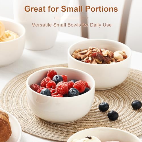 Jassceram 12 oz Ice Cream Bowls, Set of 8, 4.5 Inch, White