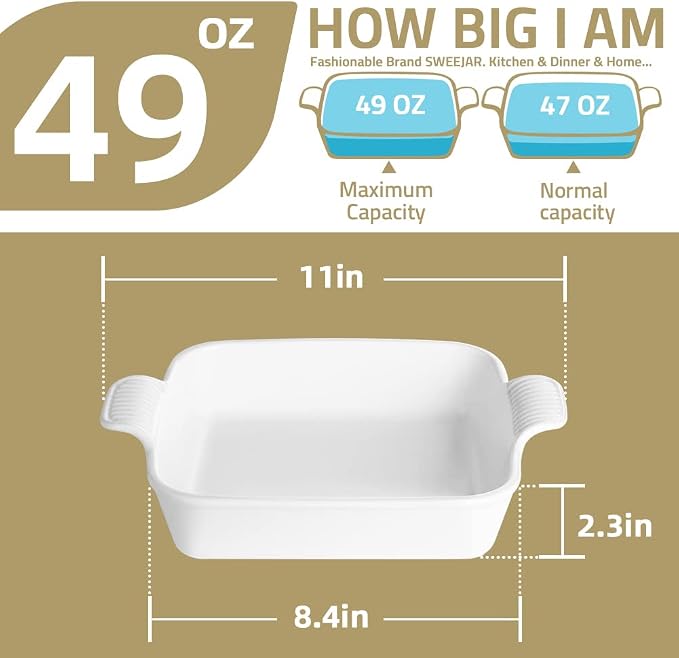 Sweejar Ceramic Baking Dish, 8 x 8 Cake Baking Pan - Image 6