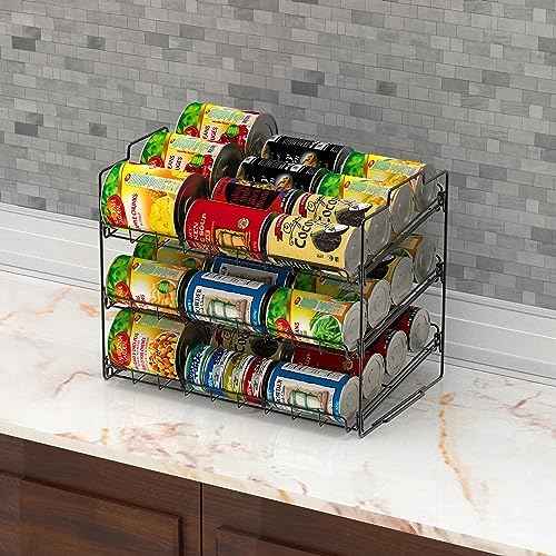 Deco Brothers Stackable Can Rack Organizer Holds Up to 36 Cans, Black
