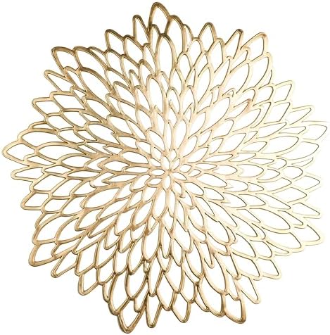 Snowkingdom Pack of 18 Gold Placemats Metallic Round Leaf Bulk Pressed