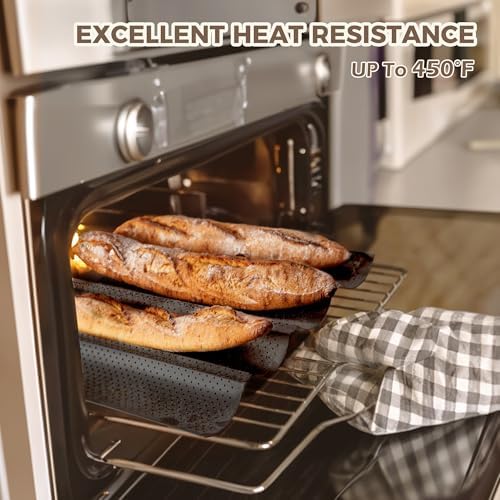 KITESSENSU Nonstick Baguette Pans for French Bread Baking, Perforated