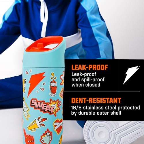Gatorade Kids' Rookie Metal Water Bottle, 12oz, Stainless Steel