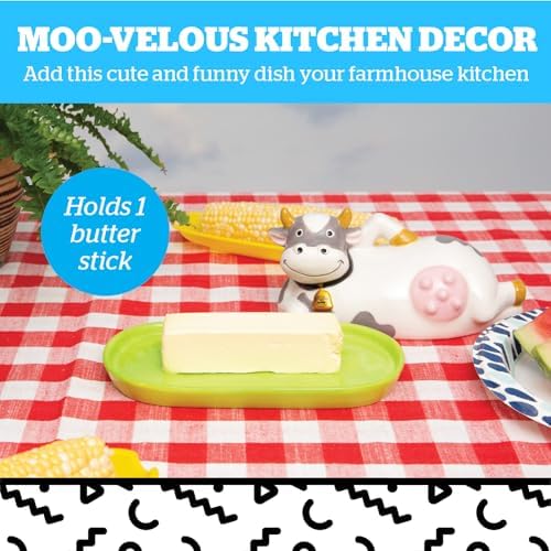 BigMouth Inc Udderly Buttery Novelty Butter Dish, Ceramic Cow-Shaped