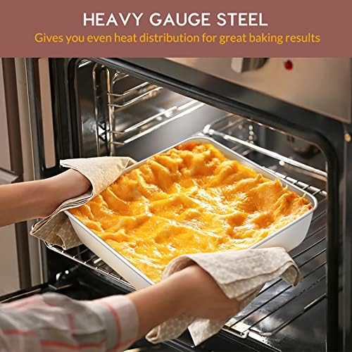 6/8/9-Inch Square Cake Pan Set, E-far Stainless Steel Square Baking