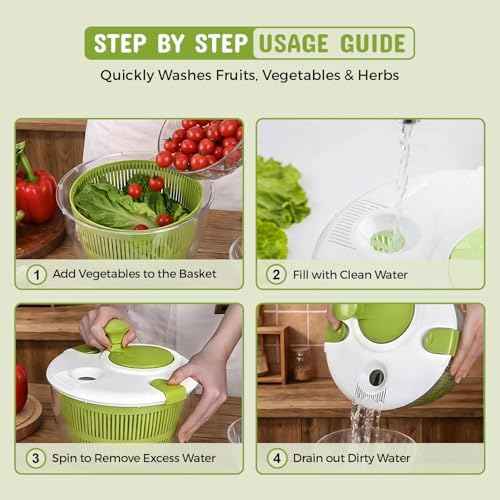 Salad Spinner, Lettuce Spinner with Drain, 5.3 Quarts Capacity.