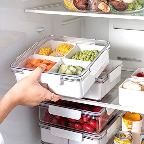 Snackle Box Container, 4 Compartment Snack Containers Veggie Tray with