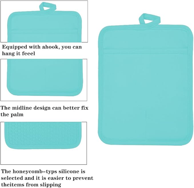 Oven Pot Holder with Pocket Cotton Heat Resistant Coaster Potholder Kitchen Hot - Image 3