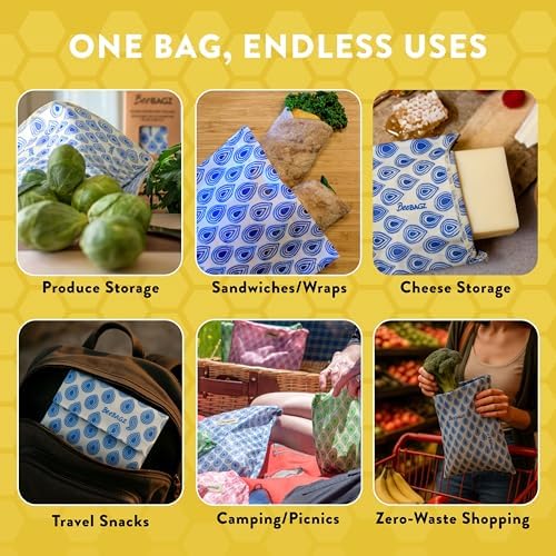 BeeBAGZ Beeswax Wrap Food Storage Bags, Pack of 2