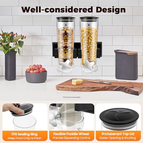 2 Pack Cereal Dispensers, Wall Mounted Candy Dispenser with Cup