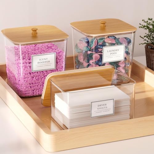 HomePekite Laundry Pods Storage Container, Clear Acrylic, 3+1 Pack
