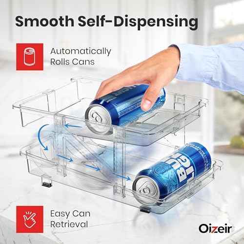 Expandable Soda Can Dispenser For Fridge - 2-Pack - Clear Transparent