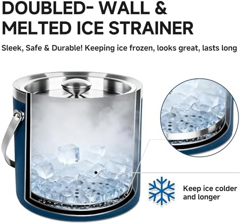 3L Double-Wall Insulated Stainless Steel Ice Bucket for parties