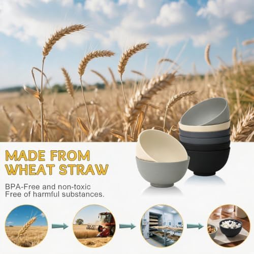 PYRMONT Wheat Straw Bowls 10 Oz Small Bowls for Kitchen
