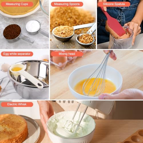 7-Speed Electric Hand Mixer with 5 Mixing Bowls
