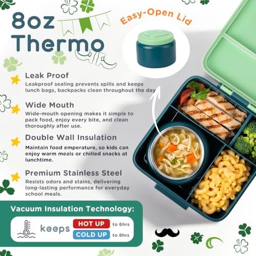 Bento Lunch Box for Kids with 8oz Thermo Containers for School,Camping