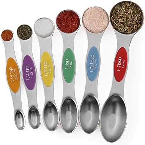 Magnetic Measuring Spoons Stainless Steel Dual Sided Teaspoons
