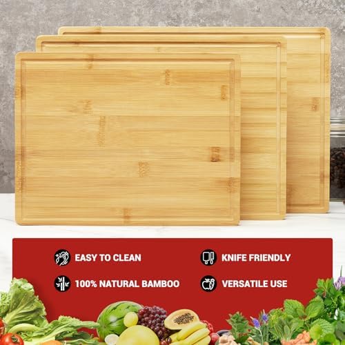 IDEALHOUSE Cutting Board Set of 3 for Kitchen Meal Prep and Serving