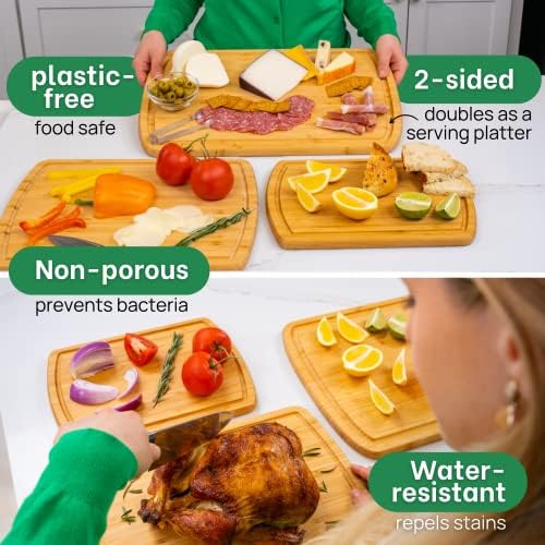 Greener Chef Luxury Wood Cutting Board 3-Piece Set with Vertical Grain