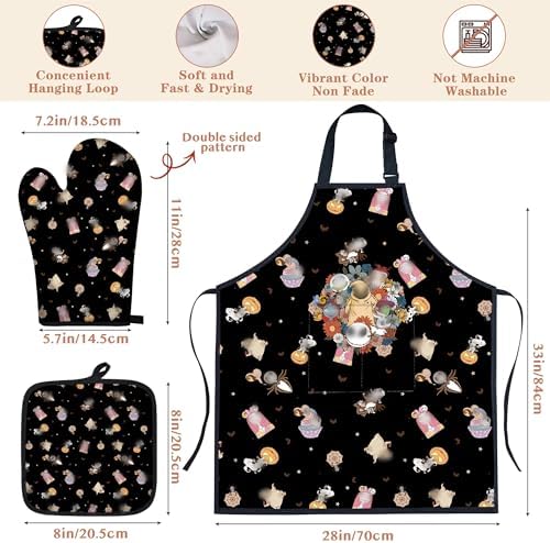 Night Christmas Gifts,Magic Pattern Wooden Cooking Spoons with Apron