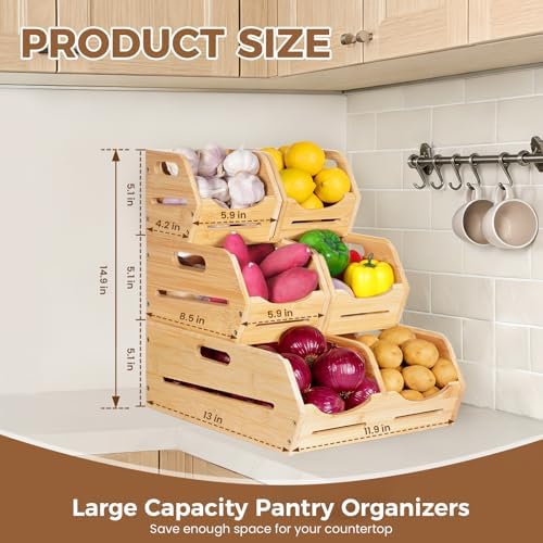 3-Tier Pantry Organizers and Storage Bins for Kitchen Countertop