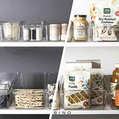 BINO | Plastic Storage Bins, Small | THE CURVE COLLECTION | Multi-Use Organizer Bins | Storage Containers Kitchen, Pantry and Home Organization | Fridge Organizers | Pantry Organization