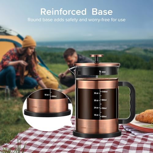 QUQIYSO 51oz Thickened Glass French Press Coffee Maker